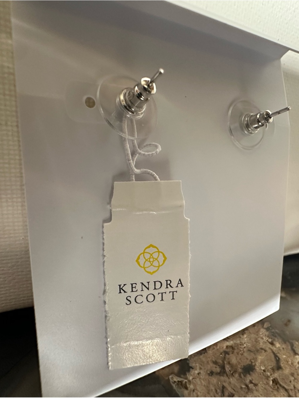 Kendra Scott Silver Hex Druzy Stud Earrings - Picture 5 of 5